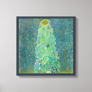Zonnebloem door Klimt,  bloemen Art Nouveau Canvas Afdruk