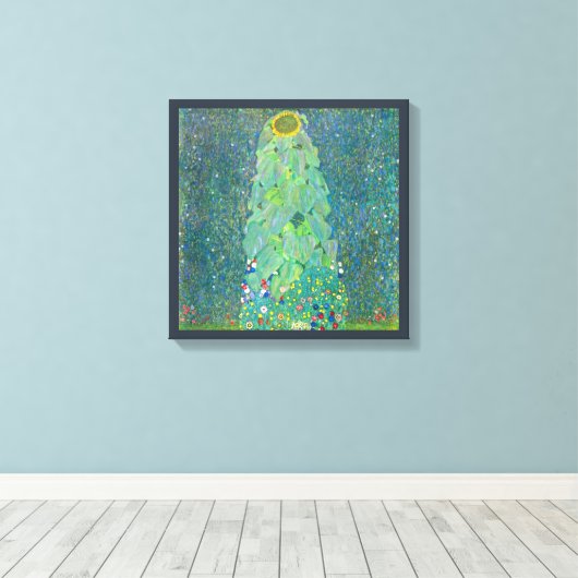 Zonnebloem door Klimt,  bloemen Art Nouveau Canvas Afdruk (Insitu (Houten vloer))