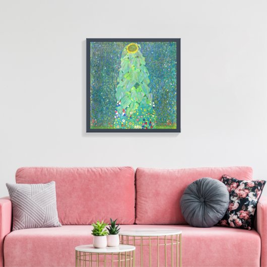 Zonnebloem door Klimt, bloemen Art Nouveau Canvas Afdruk (Insitu (Woonkamer))