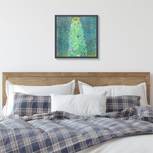 Zonnebloem door Klimt,  bloemen Art Nouveau Canvas Afdruk (Insitu (Slaapkamer))