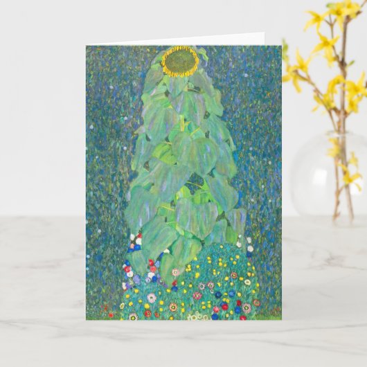 Zonnebloem door Klimt,  bloemen Art Nouveau Kaart (Gele Bloem)