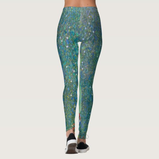 Zonnebloem door Klimt,  bloemen Art Nouveau Leggings (Achterkant)