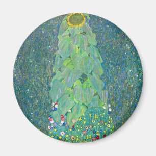 Zonnebloem door Klimt,  bloemen Art Nouveau Magneet