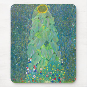 Zonnebloem door Klimt, bloemen Art Nouveau Muismat