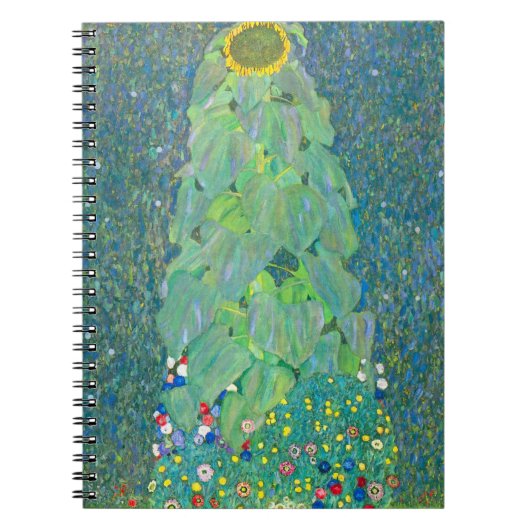 Zonnebloem door Klimt, bloemen Art Nouveau Notitieboek (Voorkant)