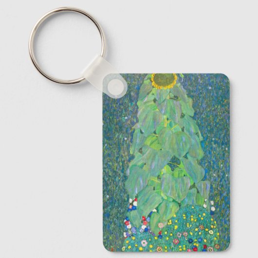 Zonnebloem door Klimt,  bloemen Art Nouveau Sleutelhanger (Voorkant)
