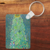 Zonnebloem door Klimt,  bloemen Art Nouveau Sleutelhanger (Achterkant)