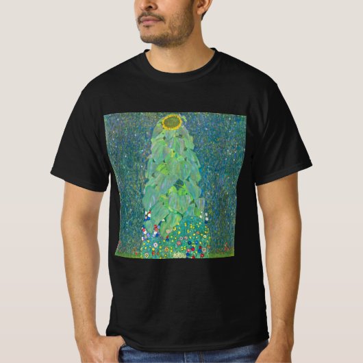 Zonnebloem door Klimt,  bloemen Art Nouveau T-shirt (Voorkant)