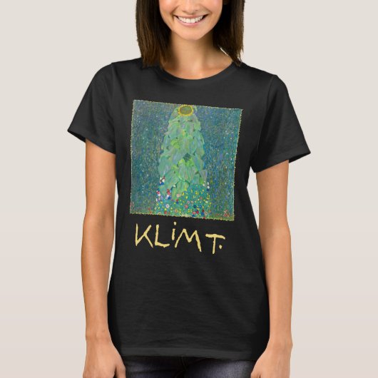 Zonnebloem door Klimt,  bloemen Art Nouveau T-shirt (Voorkant)