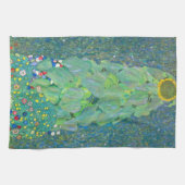 Zonnebloem door Klimt,  bloemen Art Nouveau Theedoek (Horizontaal)