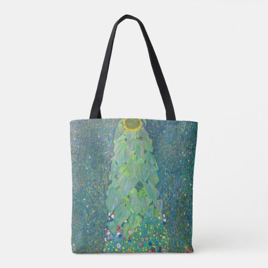 Zonnebloem door Klimt,  bloemen Art Nouveau Tote Bag (Achterkant)