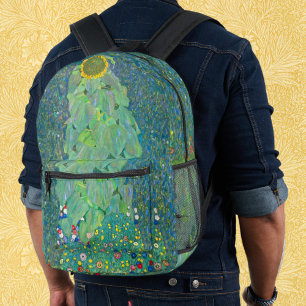 Zonnebloem door Klimt, Vintage Bloemen Art Nouveau Bedrukte Rugzak