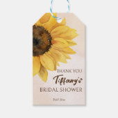Zonnebloem douche gunst geschenktas cadeaulabel (Voorkant)