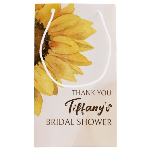 Zonnebloem douche gunst geschenktas klein cadeauzakje (Achterkant)