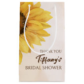Zonnebloem douche gunst geschenktas klein cadeauzakje (Voorkant)