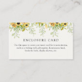 Zonnebloem douchecabinekaart informatiekaartje (Voorkant)