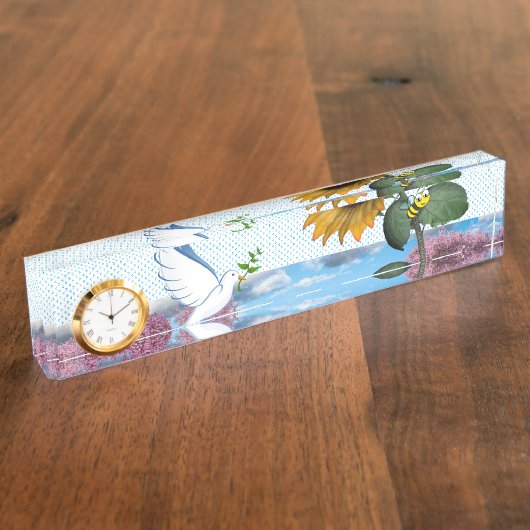 Zonnebloem Dove Bumblebeb Desk Naambordje (Zijkant)