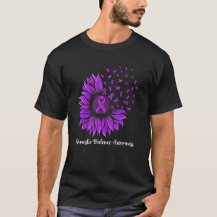 Zonnebloem Draag het bewustzijn van huiselijk gewe T-shirt
