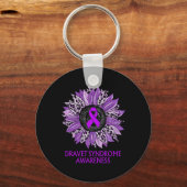 Zonnebloem Dravet Syndrome Awareness Paarse Lint Sleutelhanger (Voorkant)