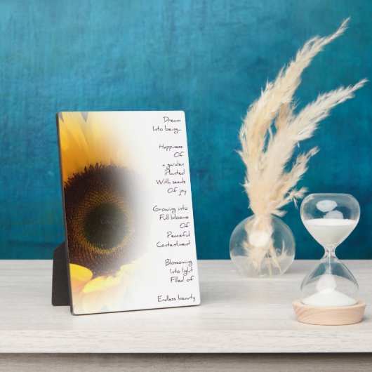 Zonnebloem Dream Poem Foto Plaque Fotoplaat (Zijkant)