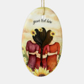 Zonnebloem drie Beste Vrienden zussen personaliser Keramisch Ornament (Rechts)