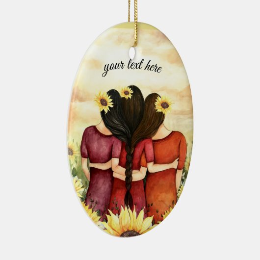 Zonnebloem drie Beste Vrienden zussen personaliser Keramisch Ornament (Rechts)