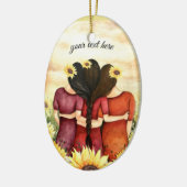 Zonnebloem drie Beste Vrienden zussen personaliser Keramisch Ornament (Links)