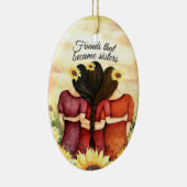 Zonnebloem Drie Vrienden die zussen werden Keramisch Ornament (Rechts)