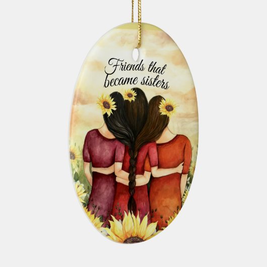 Zonnebloem Drie Vrienden die zussen werden Keramisch Ornament (Rechts)