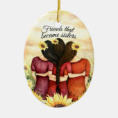 Zonnebloem Drie Vrienden die zussen werden Keramisch Ornament (Voorkant)