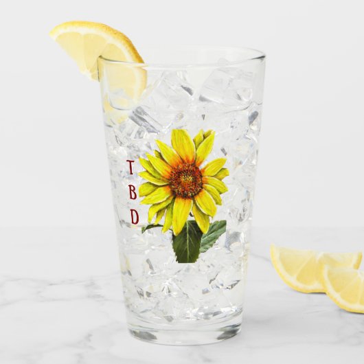 Zonnebloem Drinkglas Glas (Voorkant ijs)