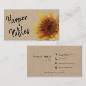 Zonnebloem, droge bloem en symbolen visitekaartje (Voorkant / Achterkant)