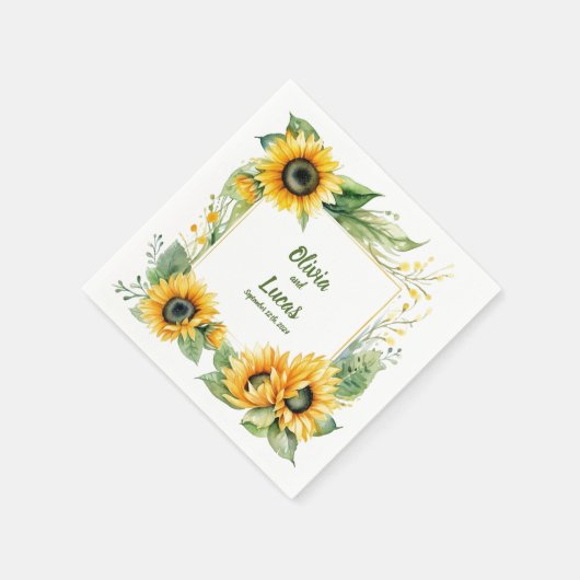 Zonnebloem dromen: gepersonaliseerde bruiloft serv servet (Hoek)
