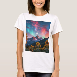 Zonnebloem Dromen Onder De Aurora Maan T-shirt