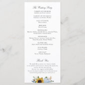 Zonnebloem Dusty Blue Floral Elegant Script Wedden Programmakaart (Achterkant)