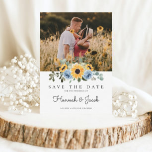 Zonnebloem Dusty Blue Floral Save The Date