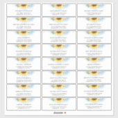 Zonnebloem Dusty Blue Gastennamen Adresetiketten Sticker (Vel)