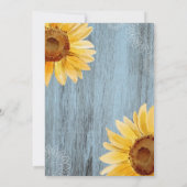 Zonnebloem Dusty Blue rustiek hout Baby shower Kaart (Achterkant)