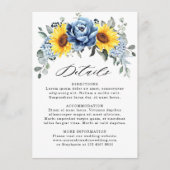 Zonnebloem Dusty Blue Slate Peony Wedding Details Informatiekaartje (Voorkant)