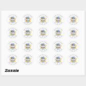 Zonnebloem Dusty Blue Slate Vrijgezellenfeest Hart Ronde Sticker (Vel)
