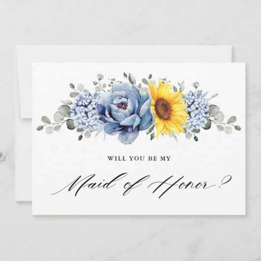 Zonnebloem Dusty Blue Wil je mijn meid van eer zij Kaart (Voorkant)