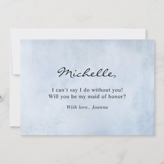 Zonnebloem Dusty Blue Wil je mijn meid van eer zij Kaart (Achterkant)