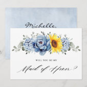 Zonnebloem Dusty Blue Wil je mijn meid van eer zij Kaart (Voorkant / Achterkant)