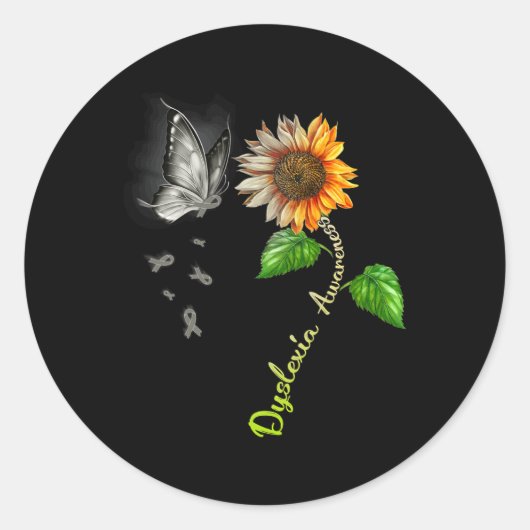 Zonnebloem dyslexie Bewustzijn Ronde Sticker (Voorkant)