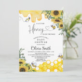 Zonnebloem een Little Honey Bee Baby shower Kaart (Staand voorkant)