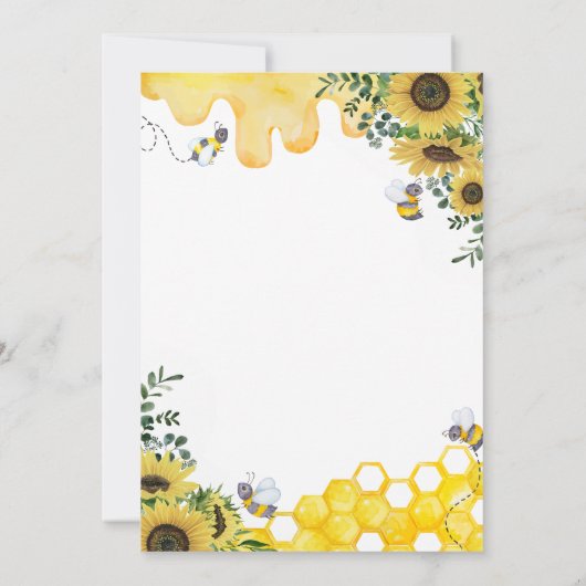 Zonnebloem een Little Honey Bee Baby shower Kaart (Achterkant)