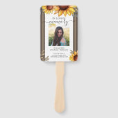 Zonnebloem Eenvoudige foto begrafenis overlijdensb Handwaaier (Voorkant)