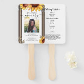 Zonnebloem Eenvoudige Foto Begrafenisprogramma Handwaaier (Voorkant en achterkant)