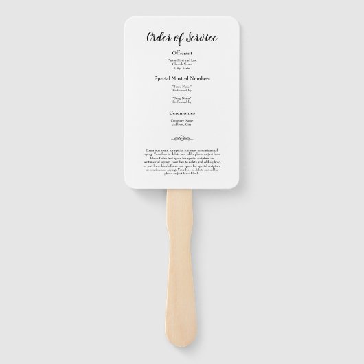 Zonnebloem Eenvoudige Foto Begrafenisprogramma Handwaaier (Achterkant)