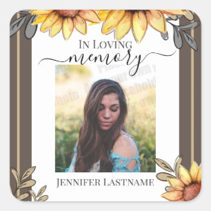Zonnebloem Eenvoudige foto Funeral Keepomwille Vierkante Sticker